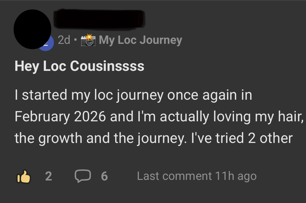 An anonymized Loc Cousin sharing the beginning of their loc journey